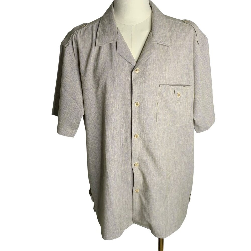 Johnny Klass Button Up Rockabilly Shirt XL Purple Yellow Camp Short Sleeves